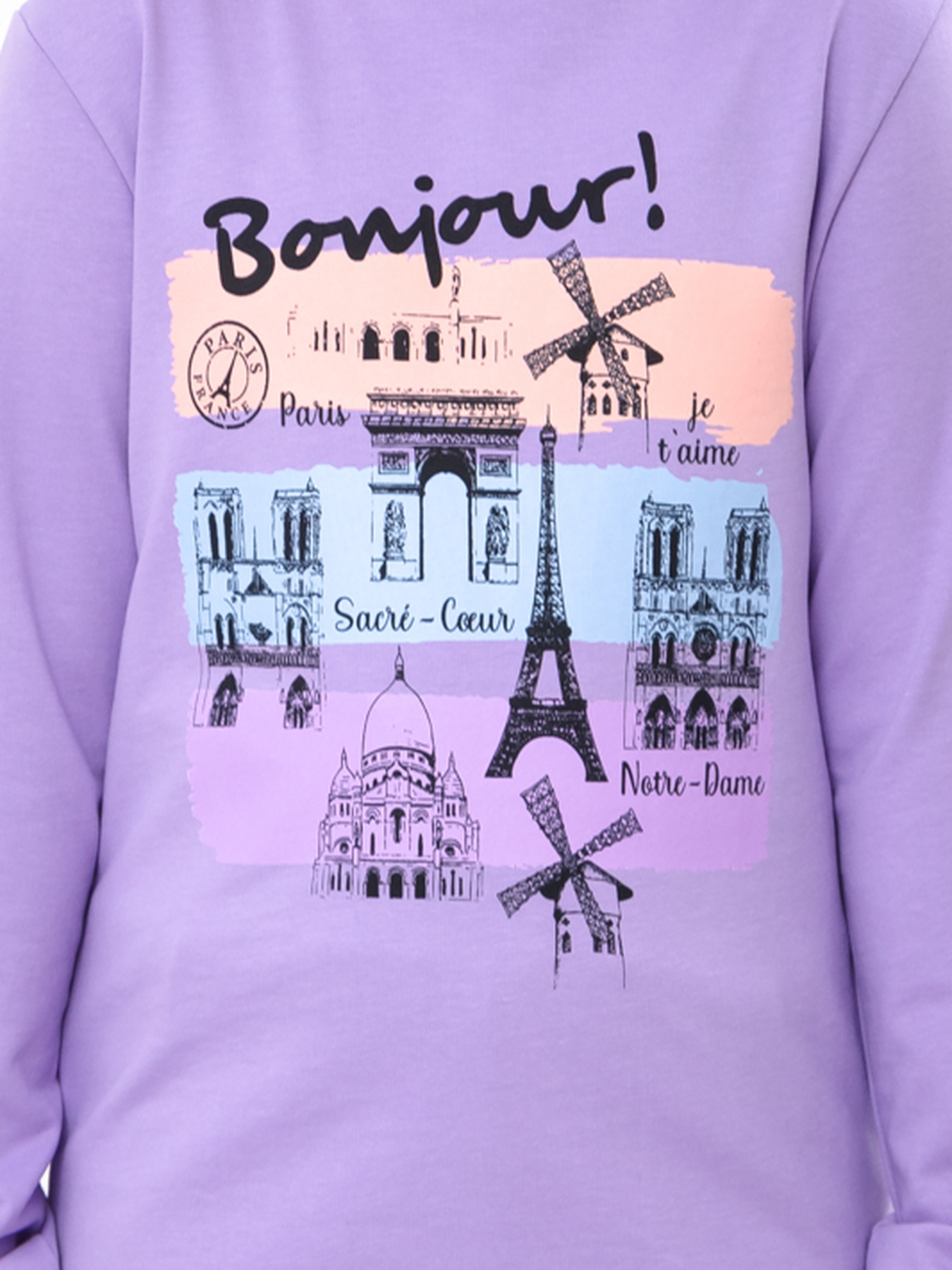 Спортивний костюм для дівчинки з принтом «Bonjour», Бузковий Носи Своє (6063-057-33-3-1) модель 6063-057-33-3-1-buzok-bonjour Фото