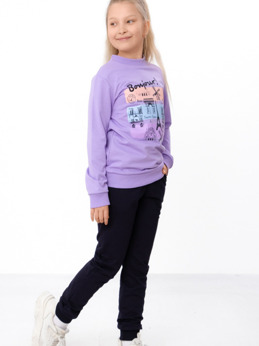 Спортивний костюм для дівчинки з принтом «Bonjour», Бузковий Носи Своє (6063-057-33-3-1) модель 6063-057-33-3-1-buzok-bonjour Фото