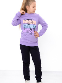 Спортивний костюм для дівчинки з принтом «Bonjour», Бузковий Носи Своє (6063-057-33-3-1) модель 6063-057-33-3-1-buzok-bonjour Фото