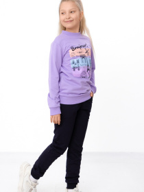 Спортивний костюм для дівчинки з принтом «Bonjour», Бузковий Носи Своє (6063-057-33-3-1) модель 6063-057-33-3-1-buzok-bonjour Фото