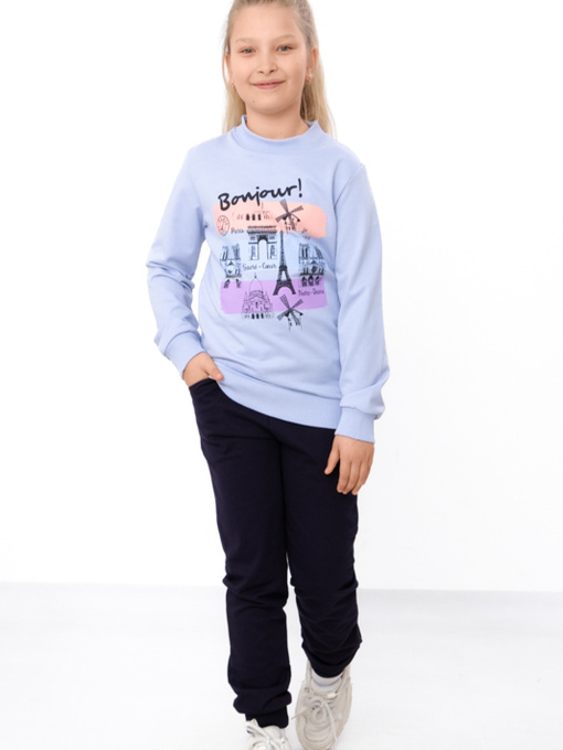 Спортивний костюм для дівчинки з принтом «Bonjour», Світло-блакитний​ Носи Своє (6063-057-33-3-1) модель 6063-057-33-3-1-svtlo-blakitnij-bonjour Фото