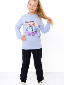 Спортивний костюм для дівчинки з принтом «Bonjour», Світло-блакитний​ Носи Своє (6063-057-33-3-1) модель 6063-057-33-3-1-svtlo-blakitnij-bonjour Фото