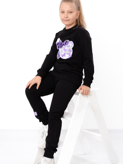 Дитячий спортивний костюм для дівчинки з принтом, Чорний Носи Своє (6063-057-33-2-1) модель 6063-057-33-2-1-chornij Фото