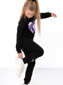 Дитячий спортивний костюм для дівчинки з принтом, Чорний Носи Своє (6063-057-33-2-1) модель 6063-057-33-2-1-chornij Фото