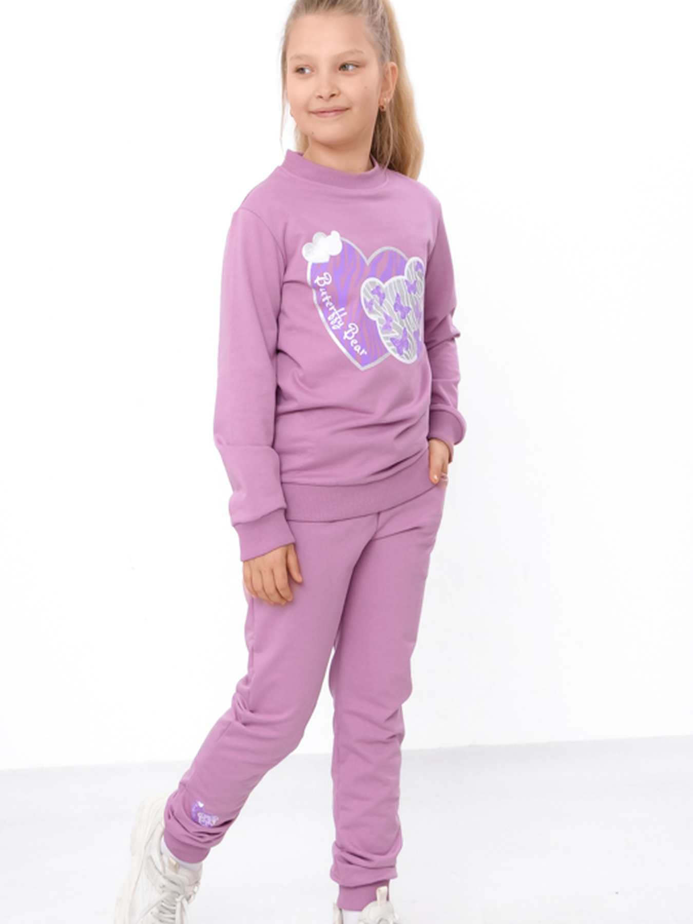 Дитячий спортивний костюм для дівчинки з принтом, Рожевий Носи Своє (6063-057-33-2-1) модель 6063-057-33-2-1-rozheva-pudra Фото