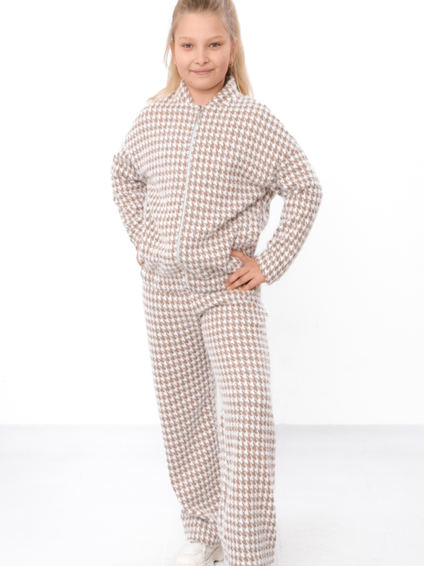 Утеплений костюм для дівчинки (бомбер та штани) з принтом, Капучино Носи Своє (6462-053) модель 6462-053-svtla-kava Фото