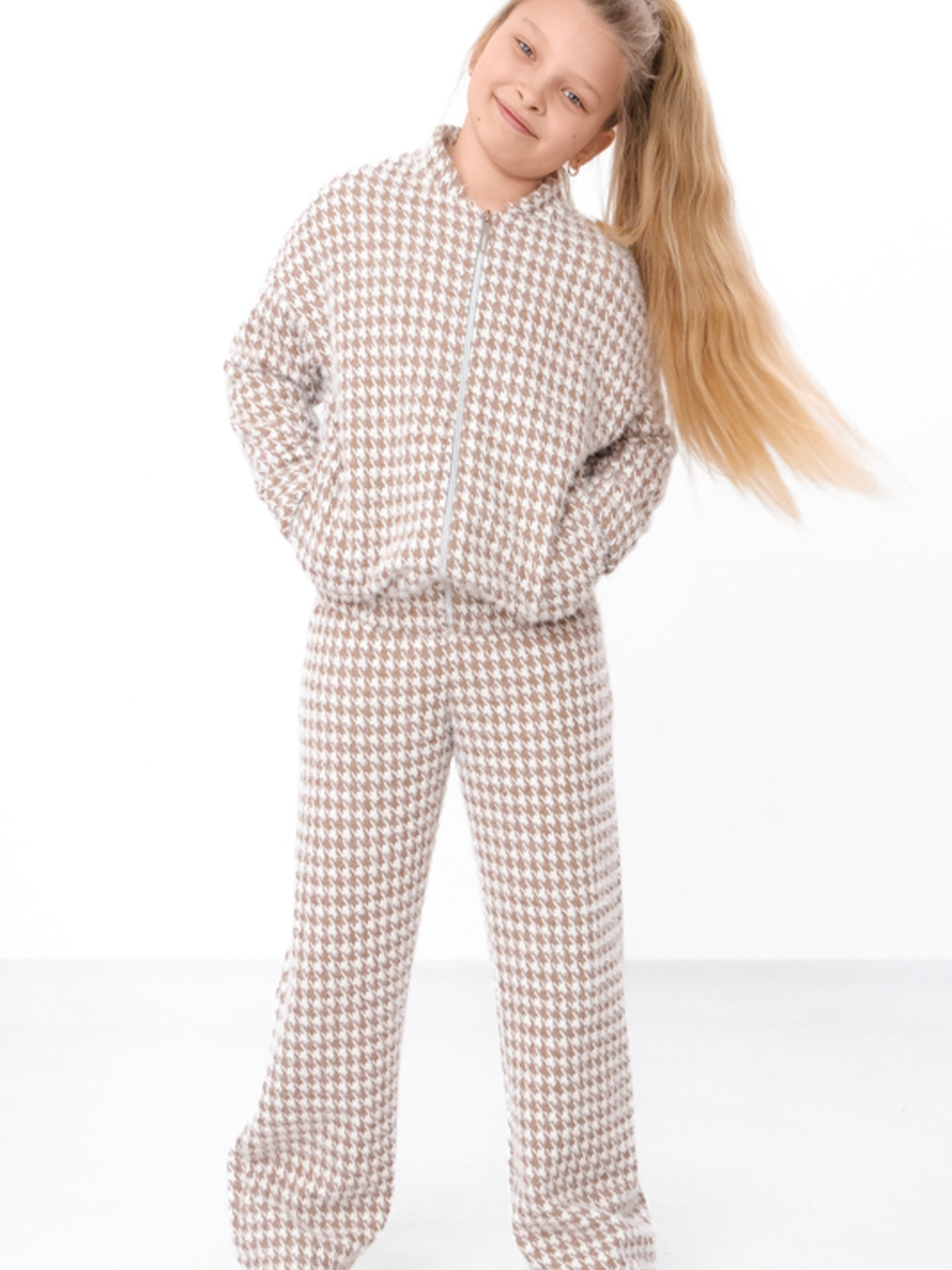 Утеплений костюм для дівчинки (бомбер та штани) з принтом, Капучино Носи Своє (6462-053) модель 6462-053-svtla-kava Фото