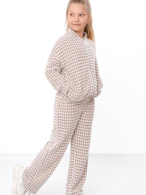 Утеплений костюм для дівчинки (бомбер та штани) з принтом, Капучино Носи Своє (6462-053) модель 6462-053-svtla-kava Фото