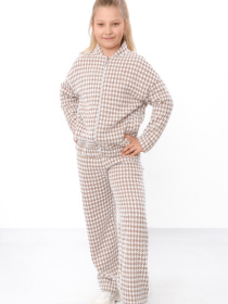 Утеплений костюм для дівчинки (бомбер та штани) з принтом, Капучино Носи Своє (6462-053) модель 6462-053-svtla-kava Фото