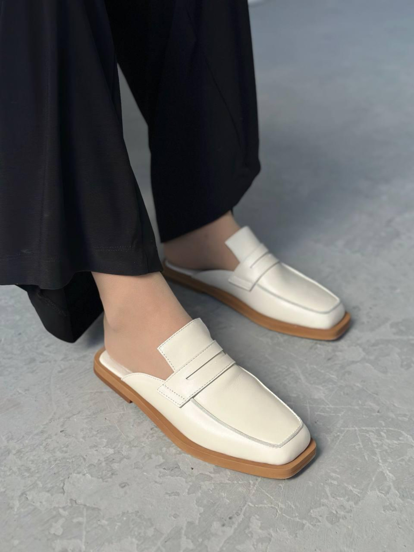 Шкіряні Жіночі Мюлі 105.store  (2780327184) колір молочний
