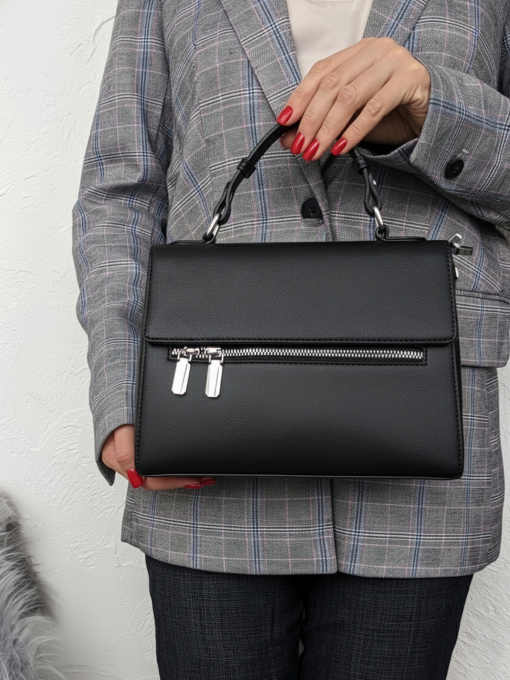 Элегантная черная сумка из экокожи с функциональным дизайном модель 350010-2 Фото