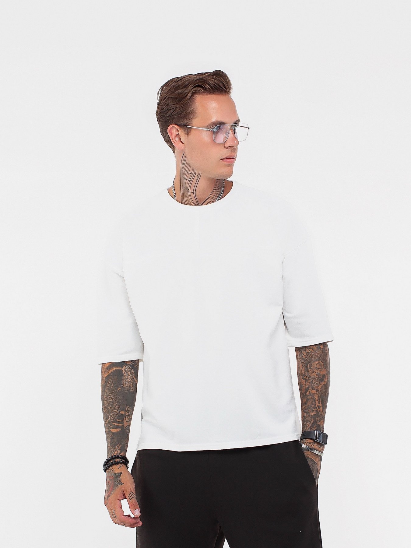 Повсякденний костюм ISSA Plus модель GN-434_blackmilky Фото