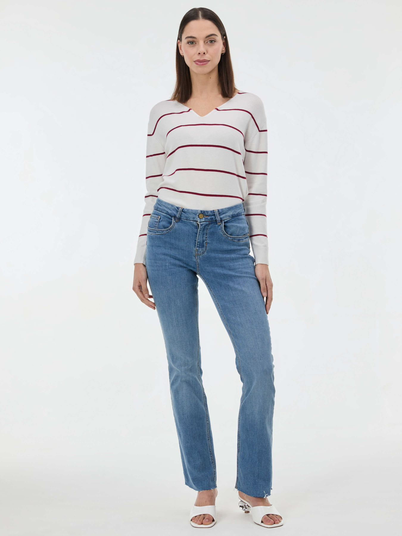 Светр жіночий в червону смужку молочний ORSAY (1002273 X19-1863) модель 1002273-X19-1863 Фото