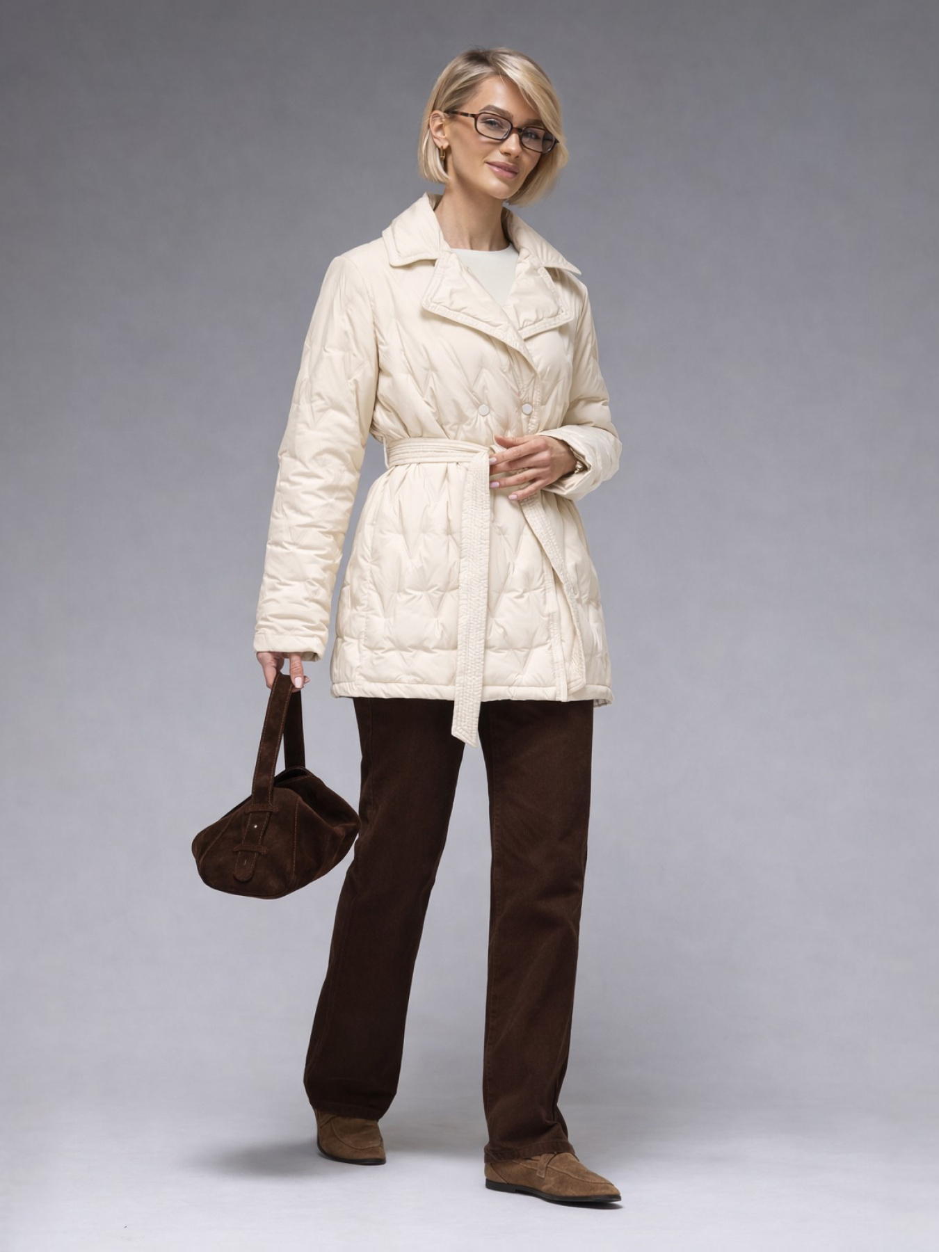 Женская демисезонная куртка ультралегкая весна-осень Viva Wear модель 8900 модель 8900-milky Фото