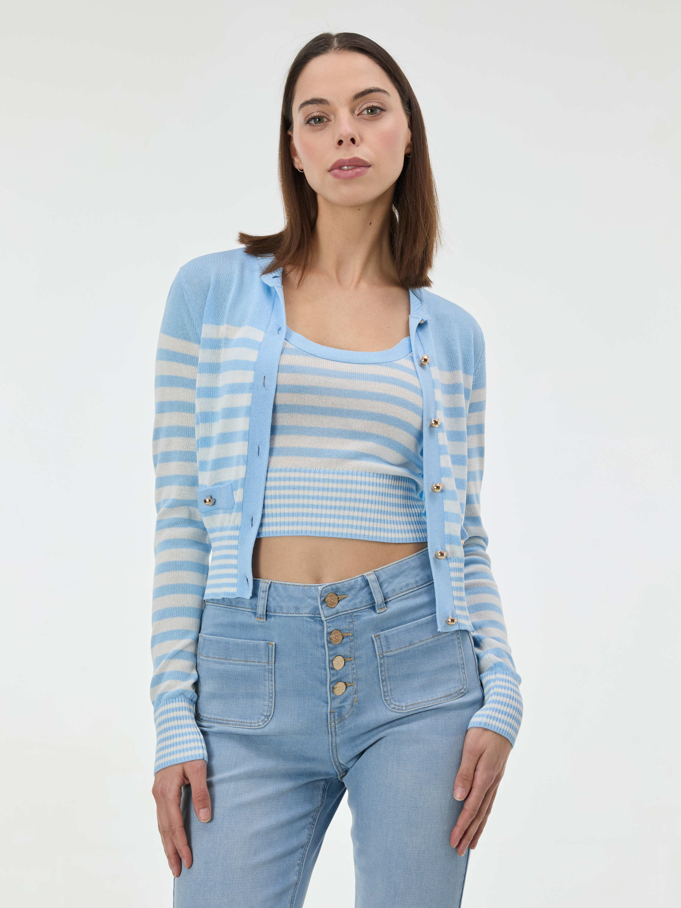 Кардиган жіночий в світло блакину смужку молочний ORSAY (1002334 508000) модель 1002334-508000 Фото