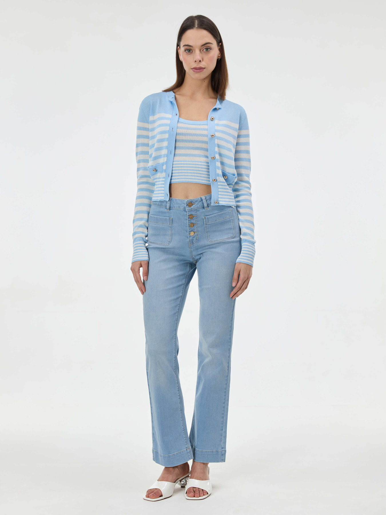 Кардиган жіночий в світло блакину смужку молочний ORSAY (1002334 508000) модель 1002334-508000 Фото