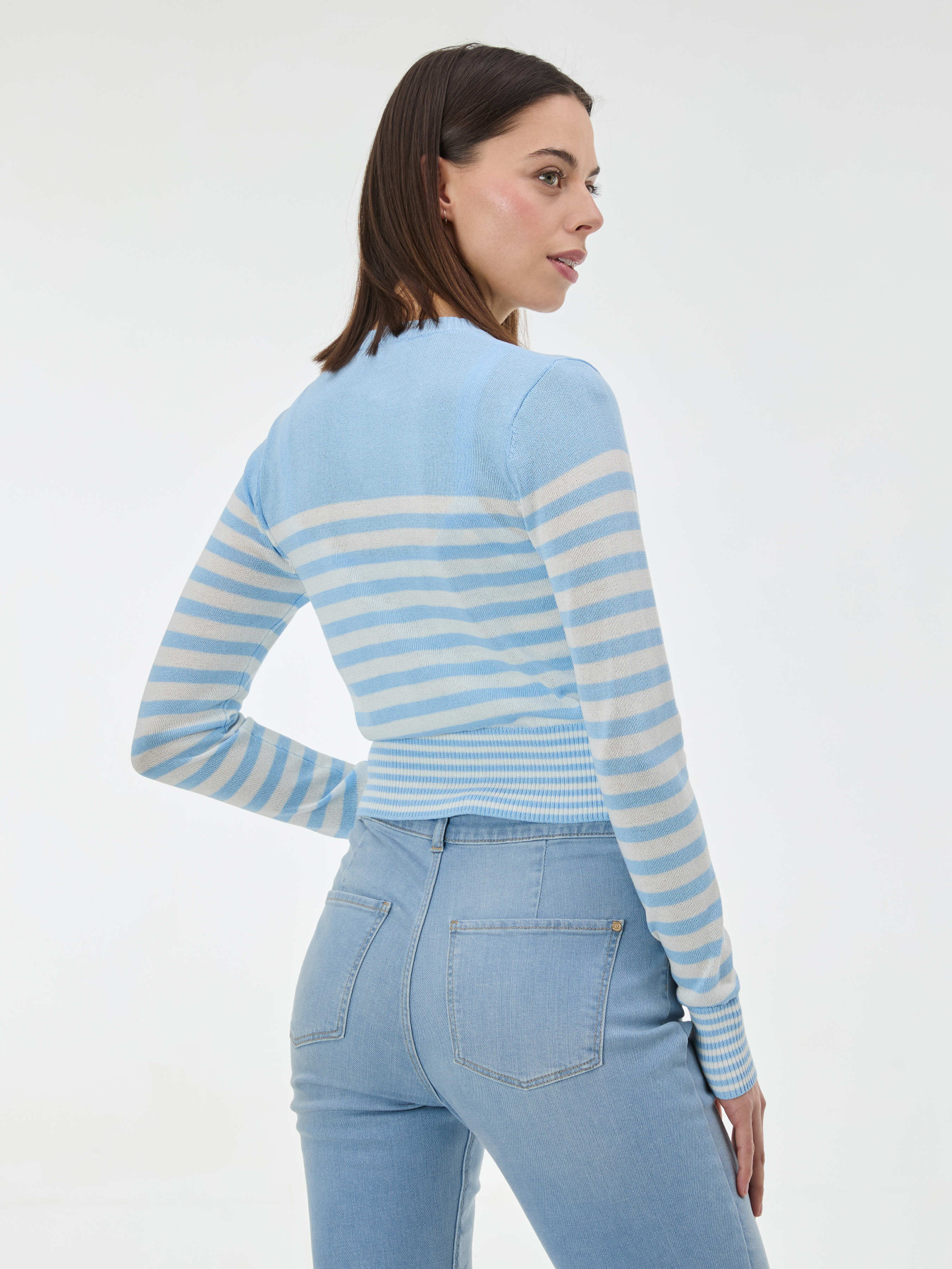 Кардиган жіночий в світло блакину смужку молочний ORSAY (1002334 508000) модель 1002334-508000 Фото