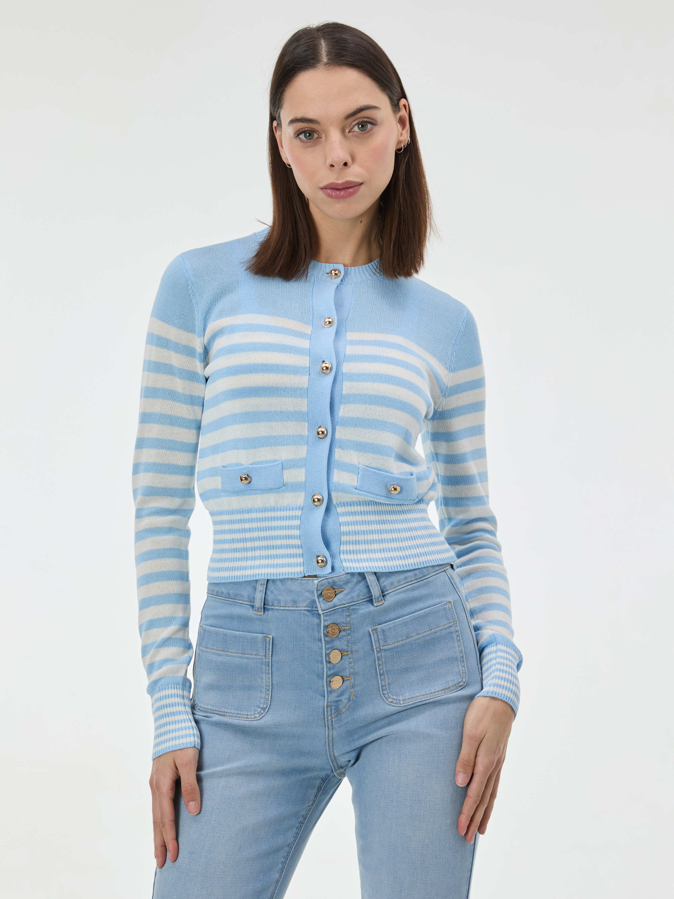 Кардиган жіночий в світло блакину смужку молочний ORSAY (1002334 508000) модель 1002334-508000 Фото