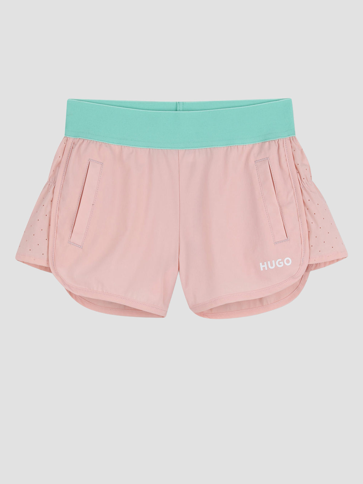 Дитячі Повсякденні шорти HUGO Kids  (G01036-44K) колір пудра, матеріал поліестер HUGO Kids - купити в Україні