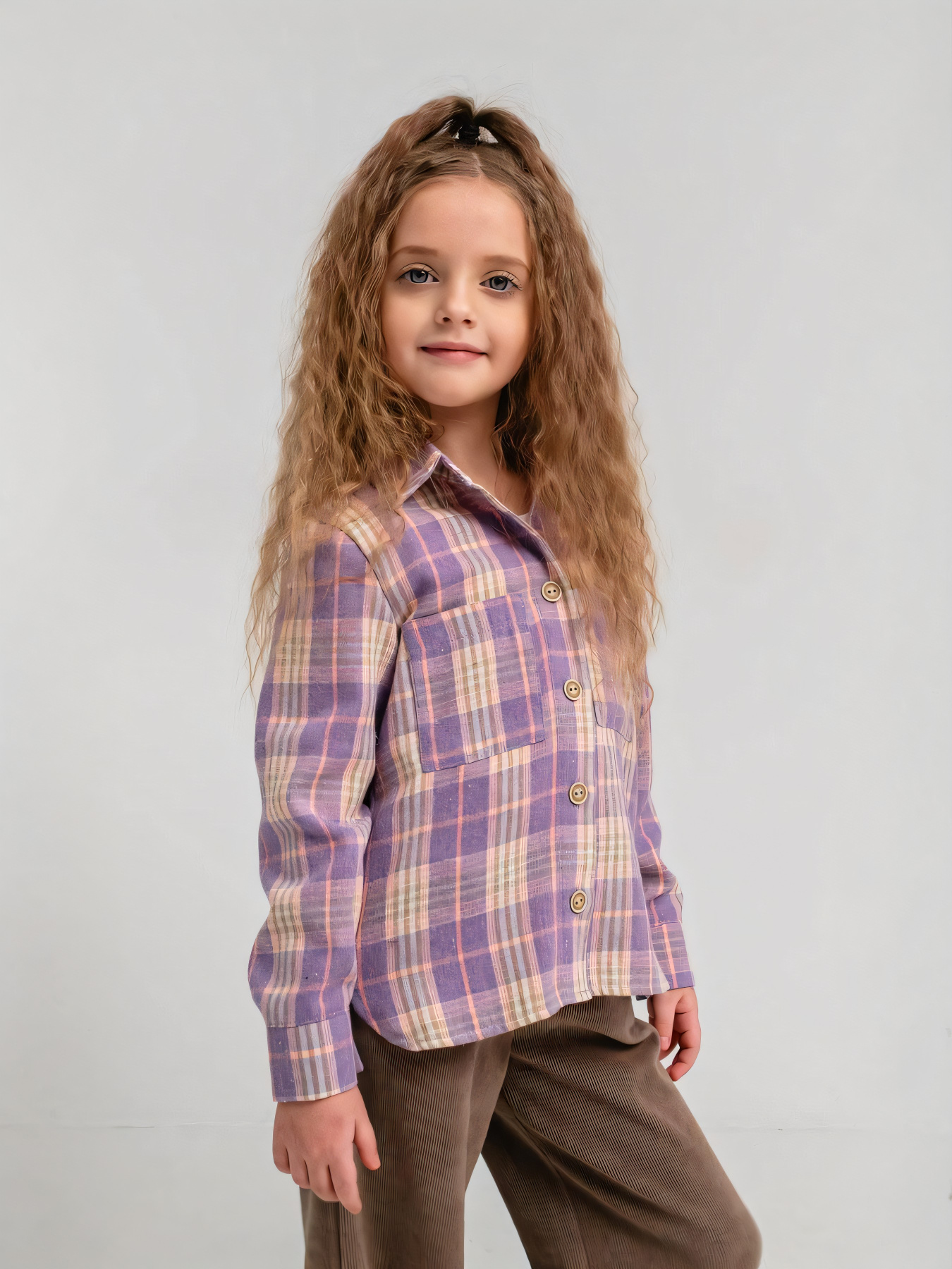 Дитяча фланелева сорочка на ґудзиках для дівчинки, Фіолетовий Denchik (dn-8578_5) модель dn-8578-5-foletovij Дитяча фланелева сорочка на ґудзиках для дівчинки, Фіолетовий Denchik (dn-8578_5) модель dn-8578-5-foletovij Фото