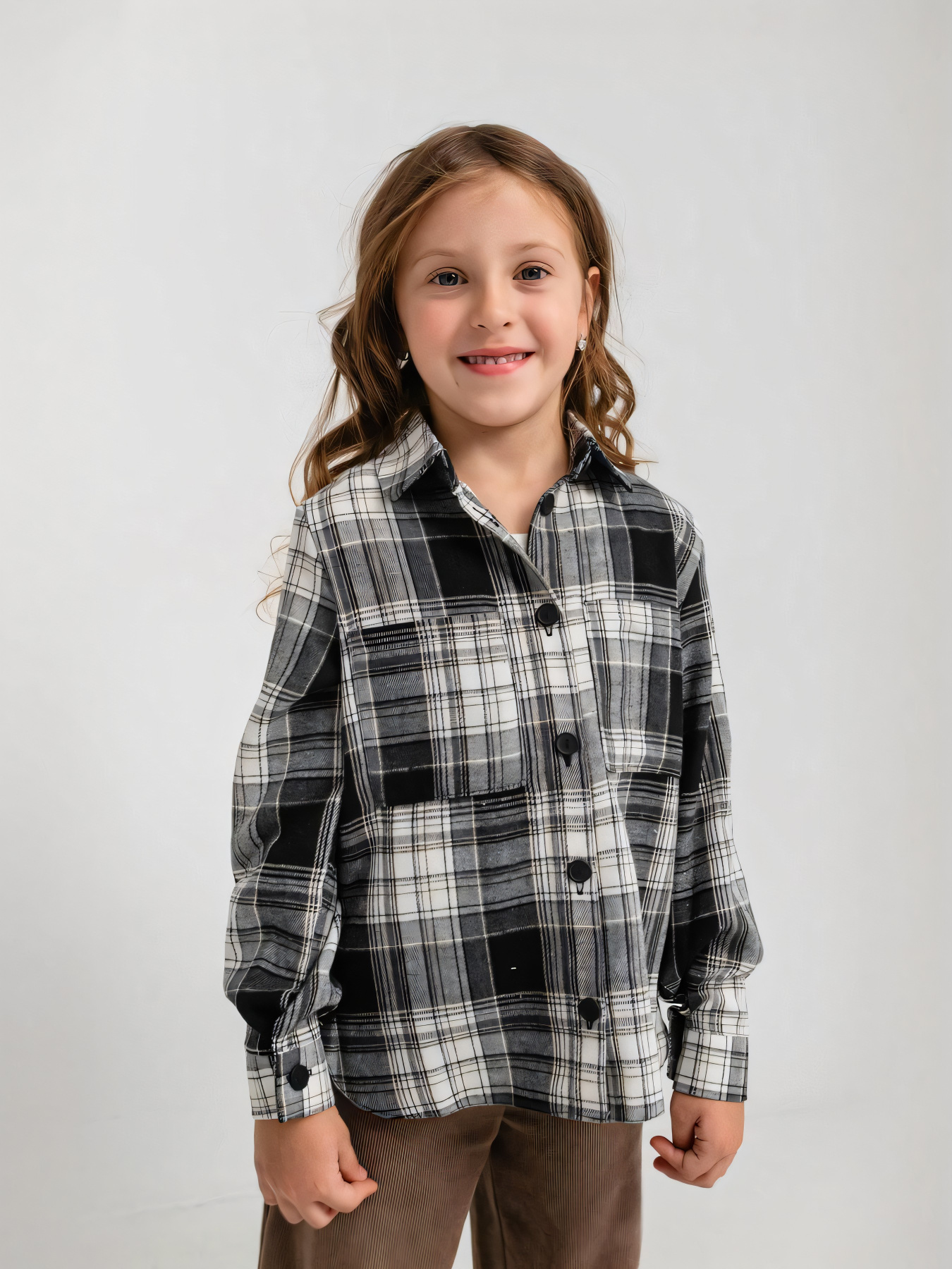 Дитяча фланелева сорочка на ґудзиках для дівчинки, Чорний Denchik (dn-8578_5) модель dn-8578-5-chornij Дитяча фланелева сорочка на ґудзиках для дівчинки, Чорний Denchik (dn-8578_5) модель dn-8578-5-chornij Фото