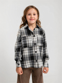 Дитяча фланелева сорочка на ґудзиках для дівчинки, Чорний Denchik (dn-8578_5) модель dn-8578-5-chornij Фото