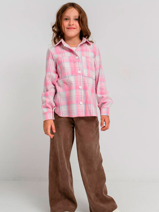 Дитяча фланелева сорочка в клітинку для дівчинки, Рожевий Denchik (dn-8578_3) модель dn-8578-3-rozhevij Фото