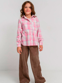 Дитяча фланелева сорочка в клітинку для дівчинки, Рожевий Denchik (dn-8578_3) модель dn-8578-3-rozhevij Фото