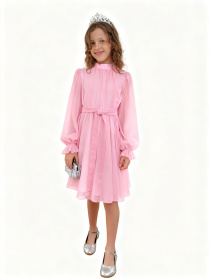 Дитяча святкова сукня «Ніколь» з коміром-стійкою, Рожевий Denchik (dn-7348) модель dn-7348-rozhevij Фото