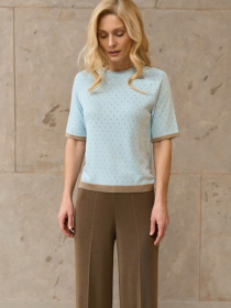 Жіночий топ реглан з ажурним візерунком, Блакитний TrikoBakh (2918) модель 2918-nebesnij Жіночий топ реглан з ажурним візерунком, Блакитний TrikoBakh (2918) модель 2918-nebesnij Фото