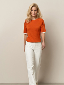 Жіночий топ реглан з ажурним візерунком, Помаранчевий TrikoBakh (2918) модель 2918-pomaranchevij Жіночий топ реглан з ажурним візерунком, Помаранчевий TrikoBakh (2918) модель 2918-pomaranchevij Фото