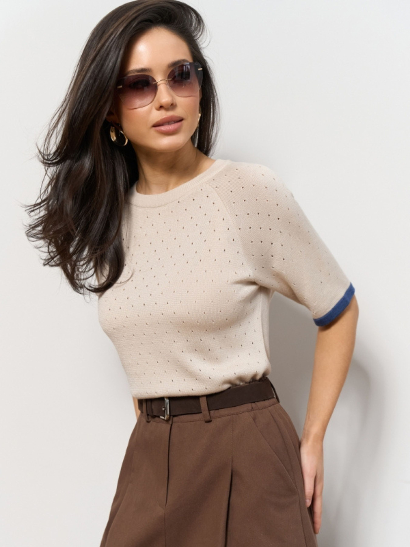 Жіночий топ реглан з ажурним візерунком, Перлинний TrikoBakh (2918) модель 2918-perlamutr Жіночий топ реглан з ажурним візерунком, Перлинний TrikoBakh (2918) модель 2918-perlamutr Фото