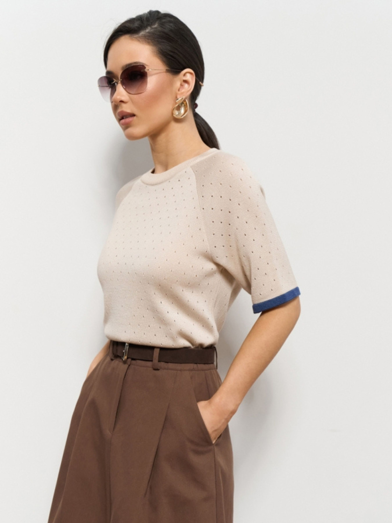 Жіночий топ реглан з ажурним візерунком, Перлинний TrikoBakh (2918) модель 2918-perlamutr Жіночий топ реглан з ажурним візерунком, Перлинний TrikoBakh (2918) модель 2918-perlamutr Фото