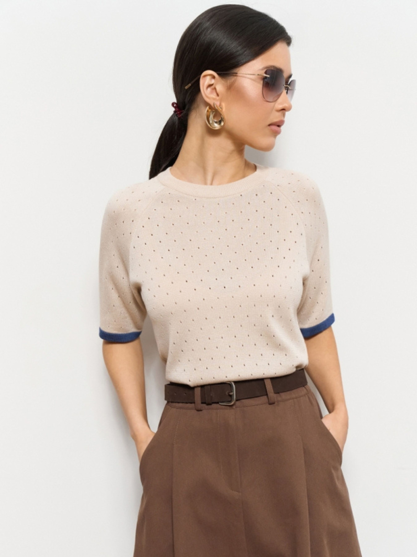 Жіночий топ реглан з ажурним візерунком, Перлинний TrikoBakh (2918) модель 2918-perlamutr Жіночий топ реглан з ажурним візерунком, Перлинний TrikoBakh (2918) модель 2918-perlamutr Фото