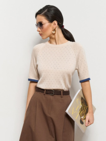 Жіночий топ реглан з ажурним візерунком, Перлинний TrikoBakh (2918) модель 2918-perlamutr Жіночий топ реглан з ажурним візерунком, Перлинний TrikoBakh (2918) модель 2918-perlamutr Фото