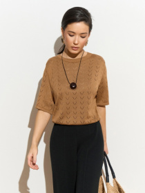 Жіночий ажурний топ із віскози, Коричневий TrikoBakh (2915) модель 2915-karamelx Жіночий ажурний топ із віскози, Коричневий TrikoBakh (2915) модель 2915-karamelx Фото