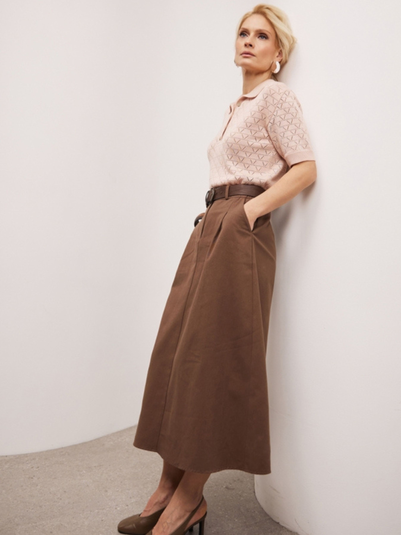 Жіноче ажурне поло з коротким рукавом, Пудровий TrikoBakh (2919) модель 2919-pudrovij Жіноче ажурне поло з коротким рукавом, Пудровий TrikoBakh (2919) модель 2919-pudrovij Фото