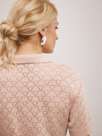 Жіноче ажурне поло з коротким рукавом, Пудровий TrikoBakh (2919) модель 2919-pudrovij Жіноче ажурне поло з коротким рукавом, Пудровий TrikoBakh (2919) модель 2919-pudrovij Фото