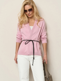 Жіночий бавовняний кардиган вільного крою, Світло-рожевий​ TrikoBakh (2925) модель 2925-bldo-rozhevij Фото