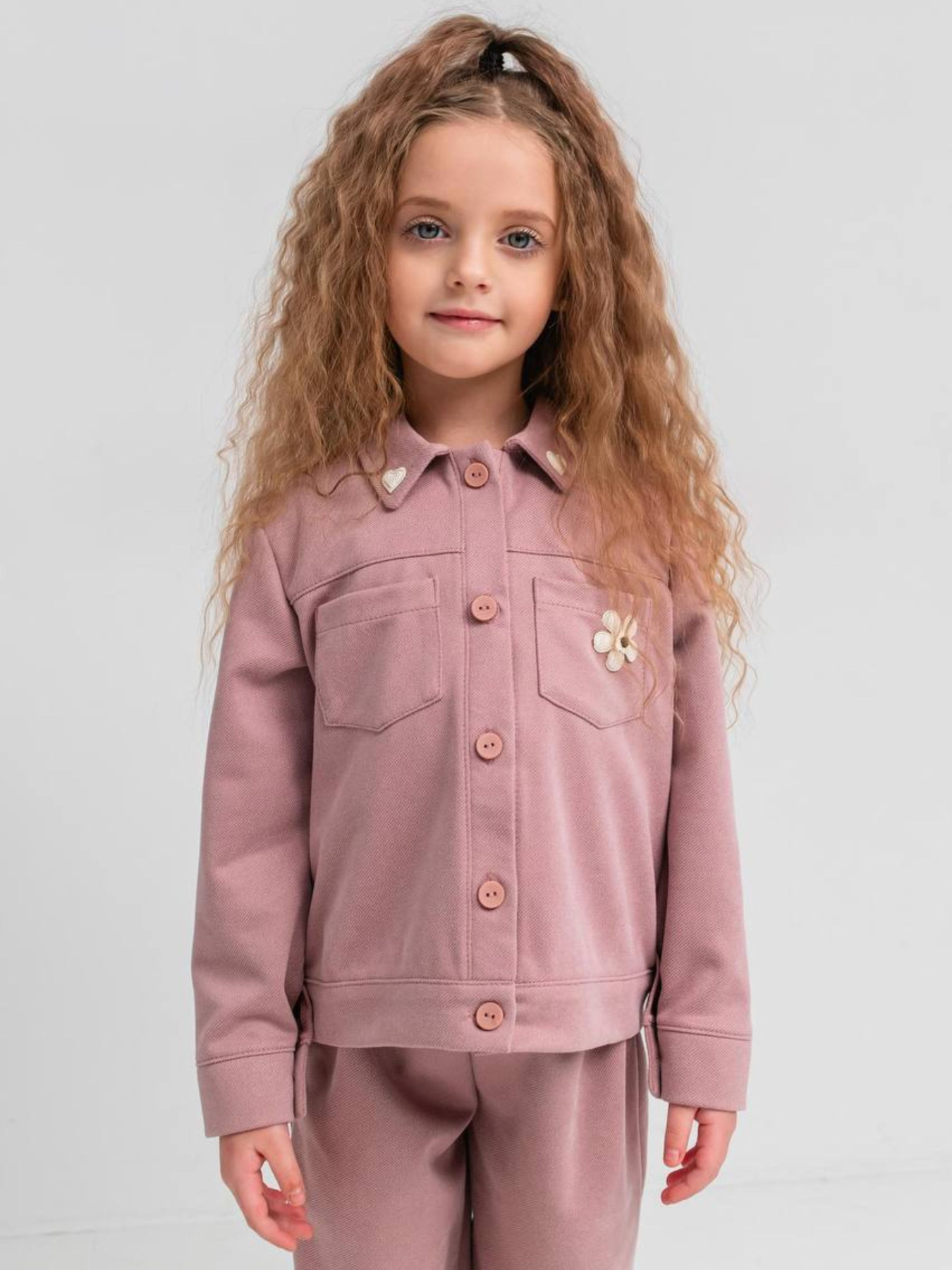 Замшевий костюм для дівчинки «Анжеліка» (кофта та брюки), Пудровий Denchik (dn-8580) модель dn-8580-pudrovij Фото