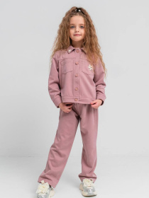 Замшевий костюм для дівчинки «Анжеліка» (кофта та брюки), Пудровий Denchik (dn-8580) модель dn-8580-pudrovij Фото