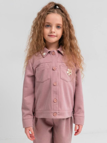 Замшевий костюм для дівчинки «Анжеліка» (кофта та брюки), Пудровий Denchik (dn-8580) модель dn-8580-pudrovij Фото