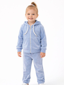 Дитячий велюровий костюм худі і штани для дівчинки, Блакитний Denchik (dn-8579) модель dn-8579-blakitnij Фото