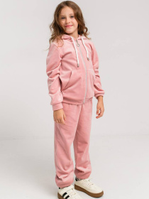 Дитячий велюровий костюм худі і штани для дівчинки, Персиковий Denchik (dn-8579) модель dn-8579-persikovij Фото