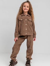 Дитячий вельветовий костюм для дівчинки "Поліна" (сорочка + штани), Капучино Denchik (dn-8582) модель dn-8582-kapuchino Фото