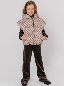 Дитяча жилетка для дівчинки з капюшоном «Саманта», Бежевий Denchik (dn-8468) модель dn-8468-bezhevj Фото