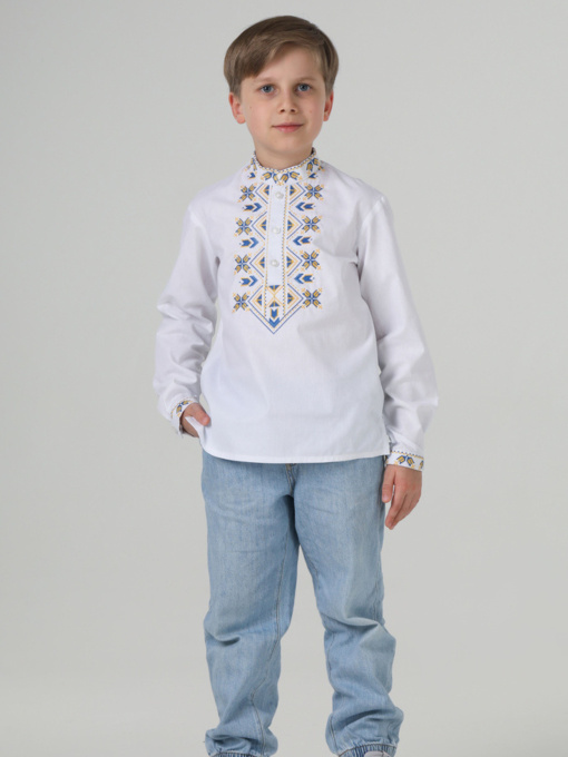 Вишиванки Folk Moda модель fm3103-blij Фото