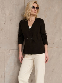 Жіночий теплий кардиган із вовни мериноса, Шоколадний TrikoBakh (2913) модель 2913-shokoladnij Фото