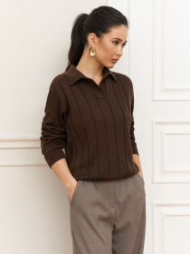 Жіноче поло з вовни мериноса у вертикальну смужку, Шоколадний TrikoBakh (2909) модель 2909-shokoladnij Фото