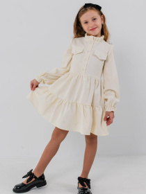 Дитяча сукня з вельвету для дівчинки "Домініка" з воланами, Молочний Denchik (dn-7338) модель dn-7338-molochnij Фото